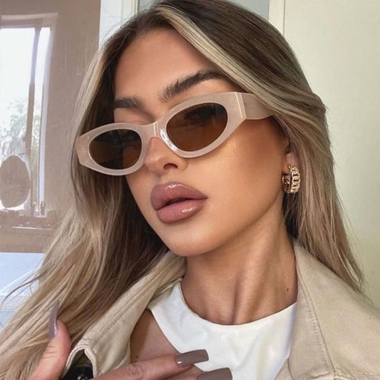 Lovelysboutique polygon sunglasses transparent brown square frame trendy women's fashion
