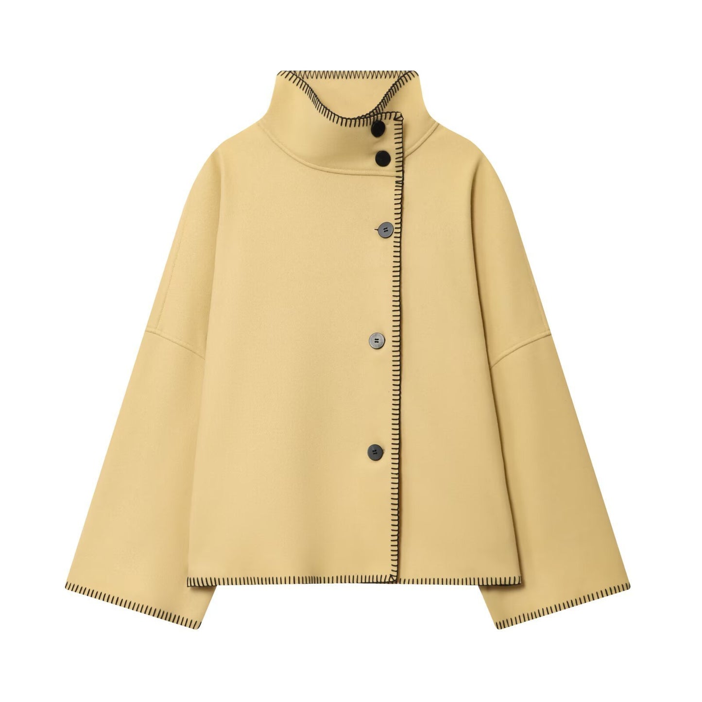 Turtleneck Baggy Coat: Long Sleeve Style | Lovelys - Yellow - S | lovelys