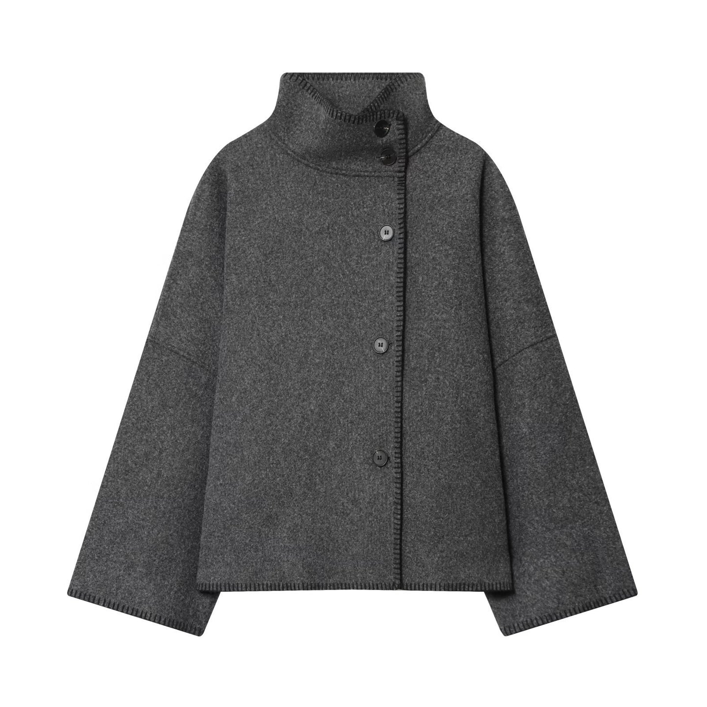 Turtleneck Baggy Coat: Long Sleeve Style | Lovelys - Gray - S | lovelys