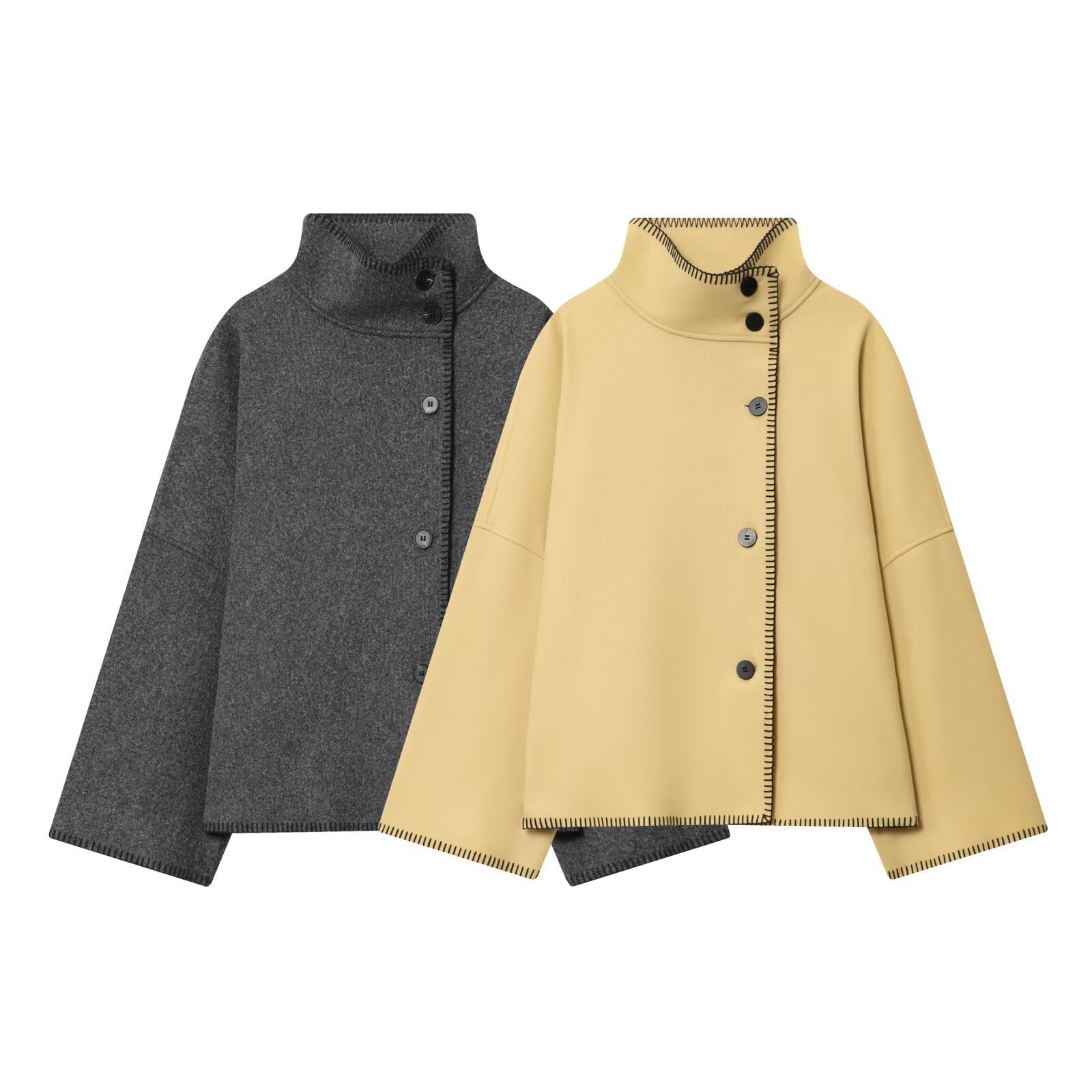 Turtleneck Baggy Coat: Long Sleeve Style | Lovelys - Yellow - S | lovelys