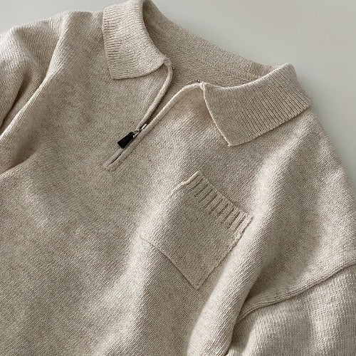 Women's oatmeal knit sweater lovelysboutique half zip pullover cozy casual
