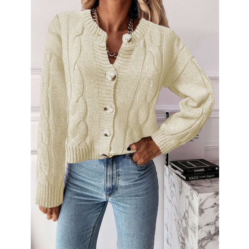 Apricot knit cardigan lovelysboutique button closure cozy women's casual

